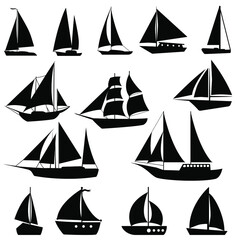 Sailboat icon vector set. yacht illustration sign collection. sailing ship symbol. sailfish logo.