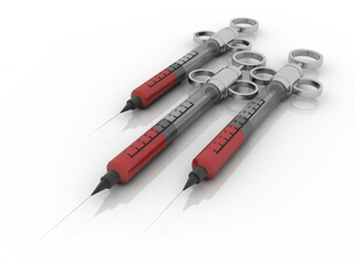 3D illustration Syringe with needle 