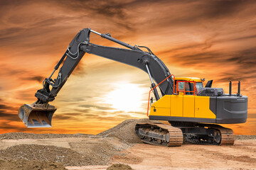 Bagger arbeitet auf einer Baustelle