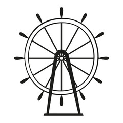 An outline jpeg illustration of a ship wheel isolated on transparent background. Designed in black and white colors for web concepts, prints, wraps, templates.