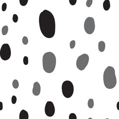Polka dots seamless pattern. Hand drawn doodle circles monochrome texture background. Random spots.