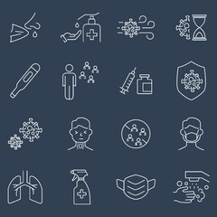 Flu icons set. Flu pack symbol vector elements for infographic web