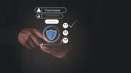 young businessman's hand pointing to mobile phone.