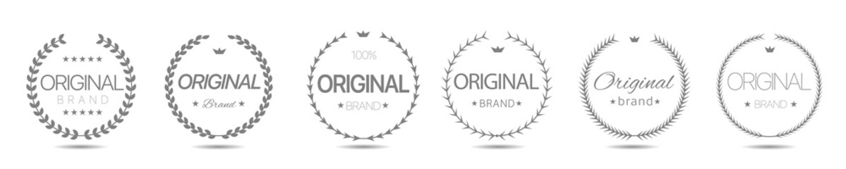 Original brand vector laurel wreath label set