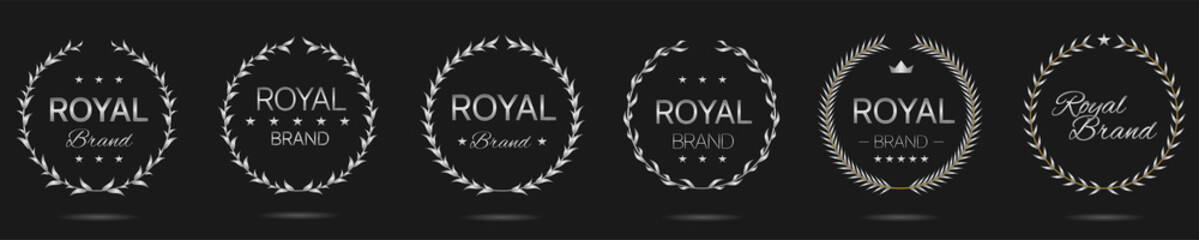 Royal brand Silver laurel wreath label set