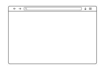 Outline browser frame. Web browser window. Transparent web page.