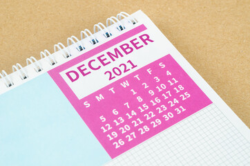 December 2021 desk calendar.