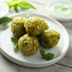 Traditional homemade falafel with herbs