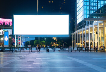 night scene of blank advertising big LED bilboard - obrazy, fototapety, plakaty