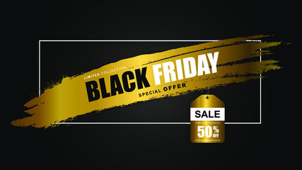 Black friday sale gold and black banner