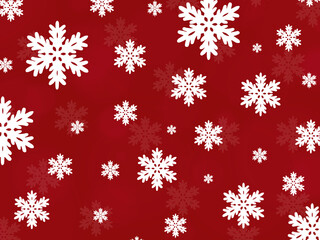 Naklejka na ściany i meble Red background with snow flakes