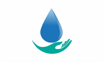 vector illustration of hands and water, save water logo
