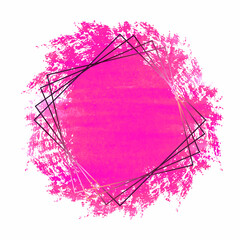 Decorative pink watercolor splash brush with golden frame