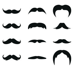 Mustache icon vector set. Men illustration sign collection. Mustache symbol or logo.