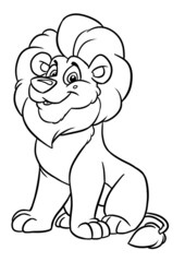 Kind big lion smile animal illustration cartoon coloring