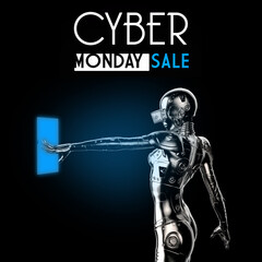 Cyber monday design with fashion cyborg the woman.