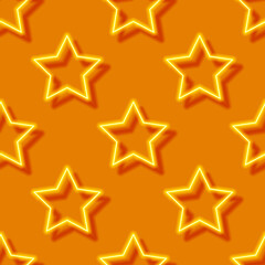 Fototapeta premium Stars neon seamless pattern. Glowing geometric figures background. Vector illustration for design, wrapping paper, fabric.