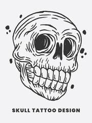 Hand drawn skull tattoo design