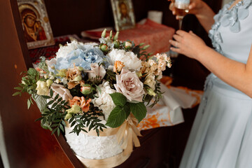 wedding bouquet in hand