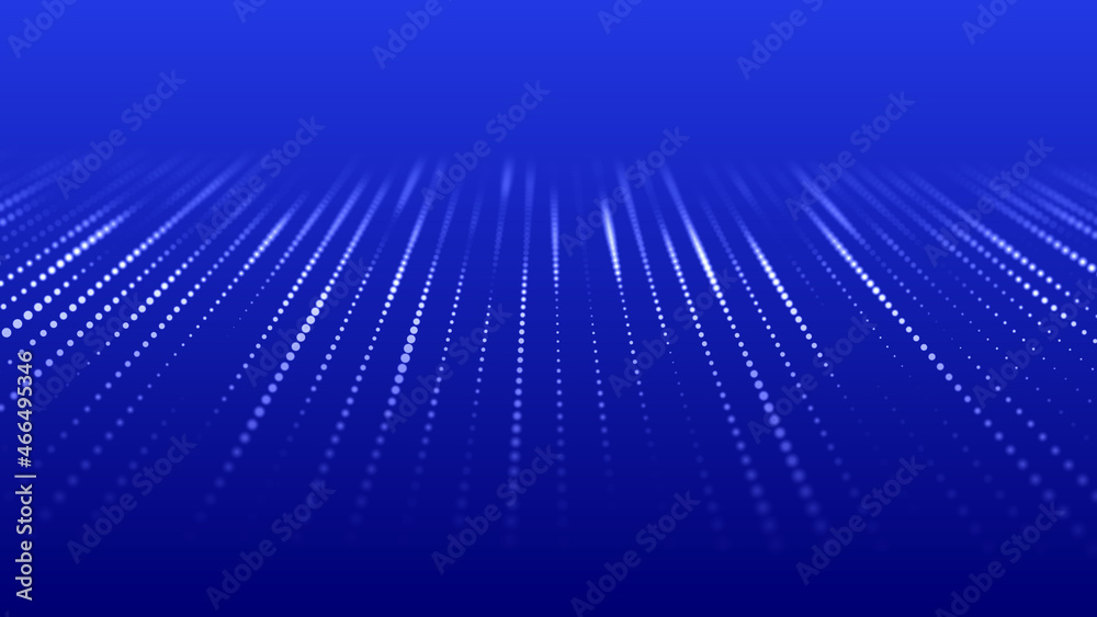 Poster digital background with movement of glowing particles. complex technologies of big data. 3d renderin