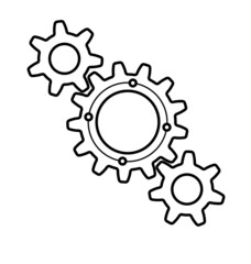 three meshing gears icon logo