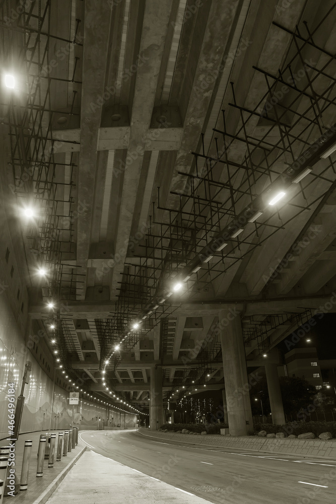 Poster empty tunnel in the dark. transportation background