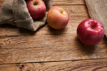 apples on a wooden table vitamins fresh fruits organic