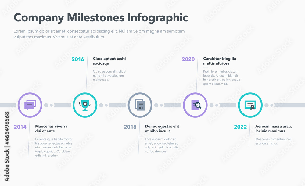 Poster modern infographic with five steps for company milestones. easy to use for your website or presentat
