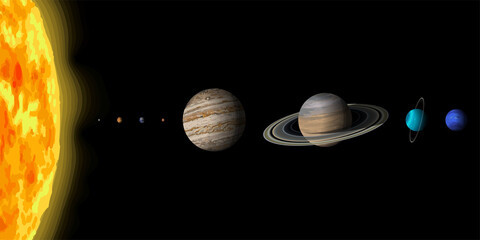 リアルな太陽系の惑星イラストセット