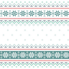 Seamless winter knitting pattern with snowflakes
