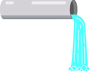 Water supply pipes. Water is pouring from the pipe.