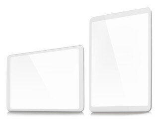 White tablets set, isolated on white background