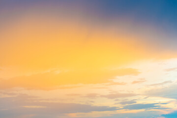 Sunset sky with dramatic clouds and sun shining through cloud. Holy heaven sky landscape