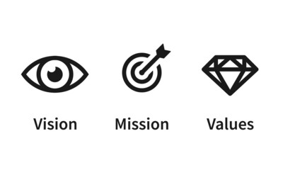 Vision mission values glyph icon. Clipart image isolated on white background - 466500345