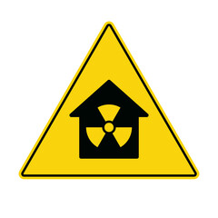 Radon gas house hazard sign. Clipart image isolated on white background