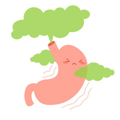 Stomach gas kawaii cartoon icon. Clipart image isolated on white background