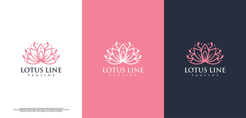 Fototapeta na wymiar Feminine luxury lotus flower logo design template.