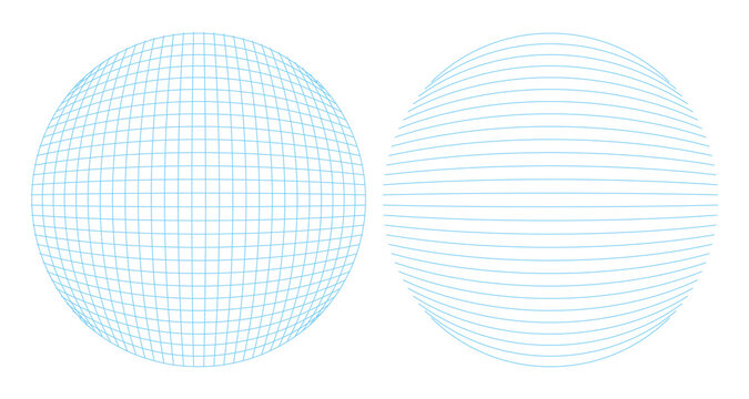 青い地球イメージのシンプルな立体的線画球体アイコンベクターイラスト素材