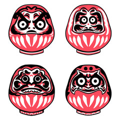 Flat Japan Daruma Doll Vector Design Illustration