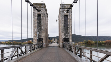 Fototapeta premium Robinet bridge over Rhône river in Donzère, France