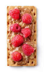 Rye crispbread isolated on white, from above