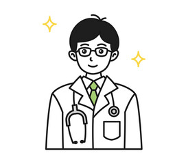 白衣を着た男性の医師のアバター用イラスト素材