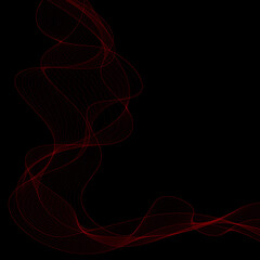 Neon red wave on a black background. Modern design for layout. Free space for text. eps 10