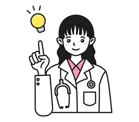 提案をする白衣を着た女性の医者のイラスト素材