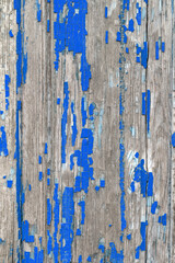 Old weathered board with blue paint