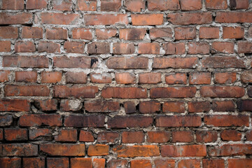 Obraz premium Red old brick wall background. Architecture design. Urban street texture. Grunge brown stonewall. Home interior decor. Old concrete grunge texture.