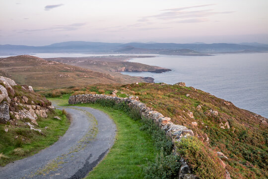 The coastal single track road between Meenacross and Crohy Head south of Dungloe, County Donegal - Ireland