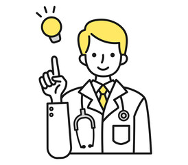 提案をする白衣を着た男性の医者のイラスト素材