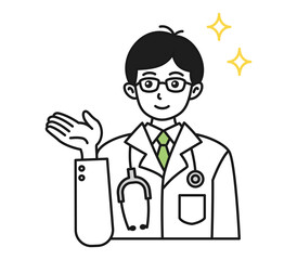 白衣を着た男性の医師のアバター用イラスト素材