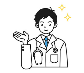 白衣を着た男性の医師のアバター用イラスト素材